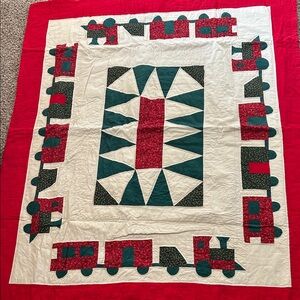 Red and Green Train Quilt
